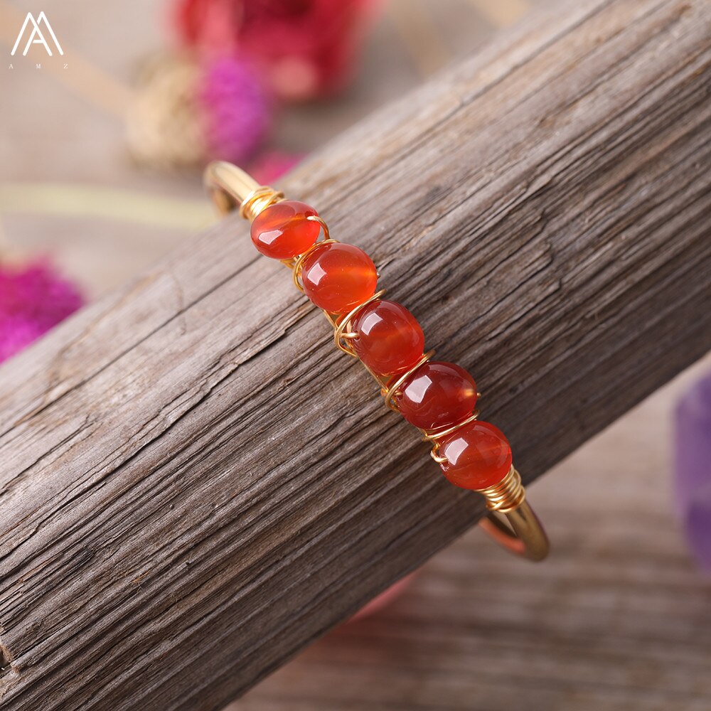 Gold Color Wire Wrap Rainbow Fluorite Stone Chip Beads Open Cuff Bangles Bracelets Women Crystal Beads Bangle Jewelry N0498AMAJ