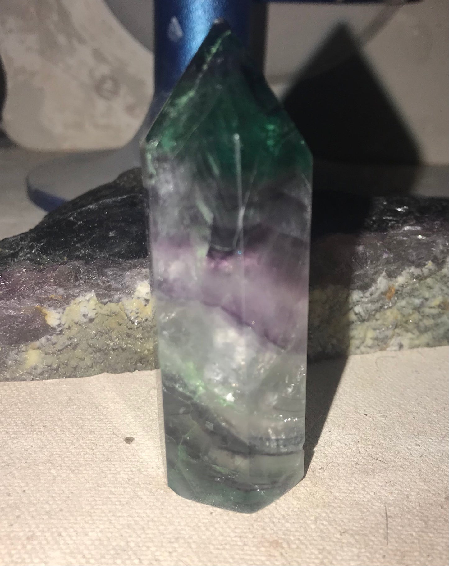 Small Rainbow Fluorite Tower #4