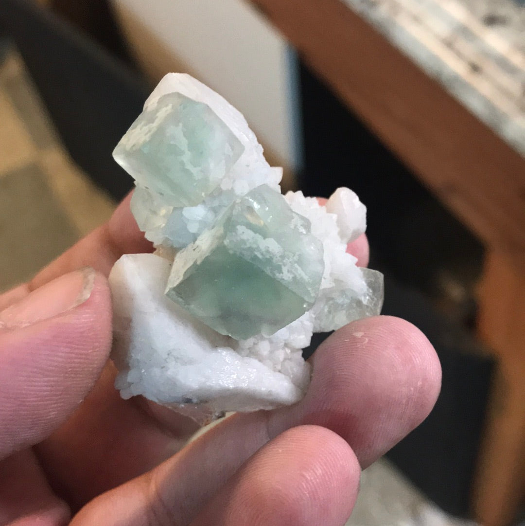 Lucas Blue Aragonite green cubic fluorite