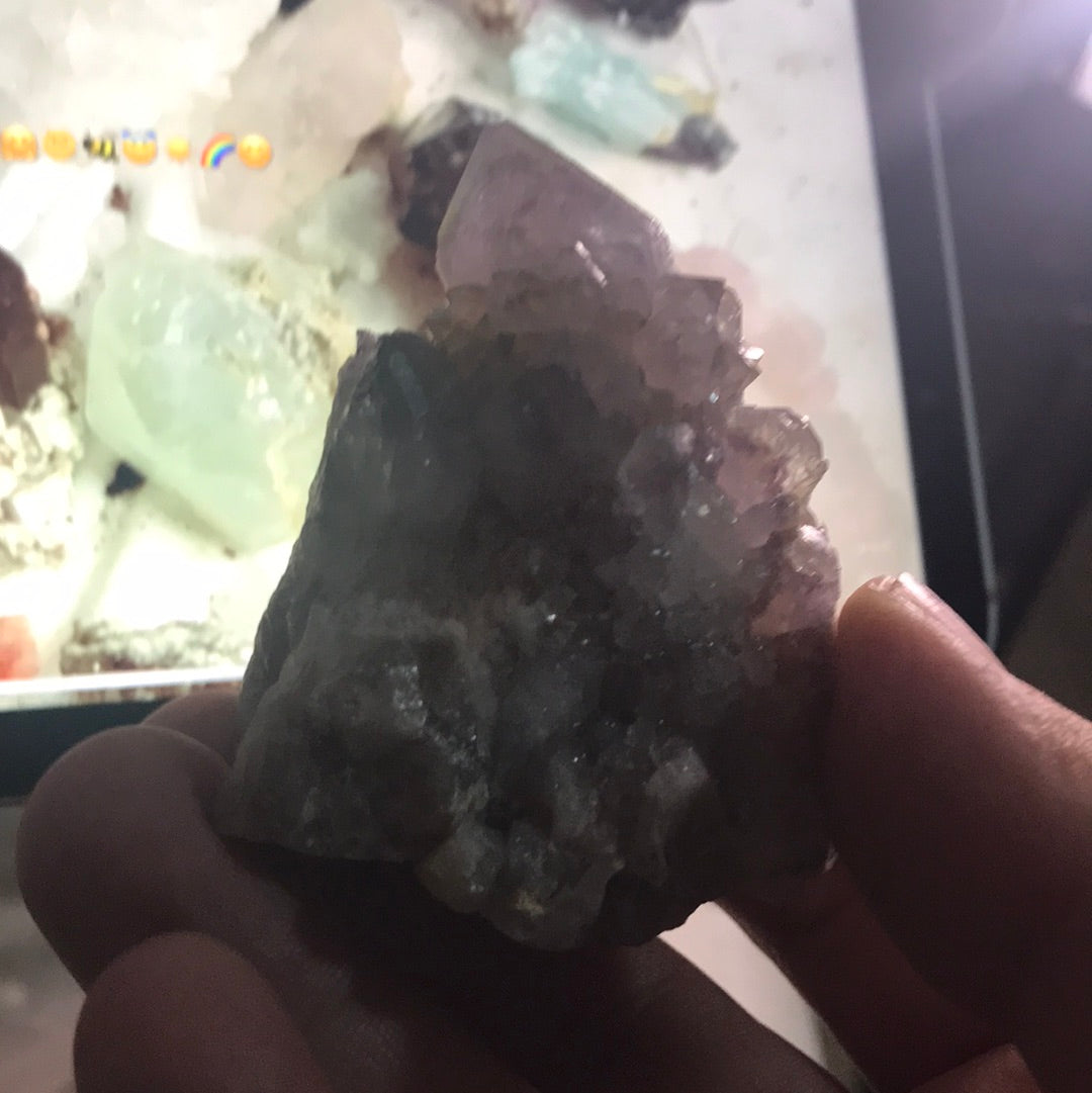 Purple sided fluorite and phantom Tibetan quartz Suzette