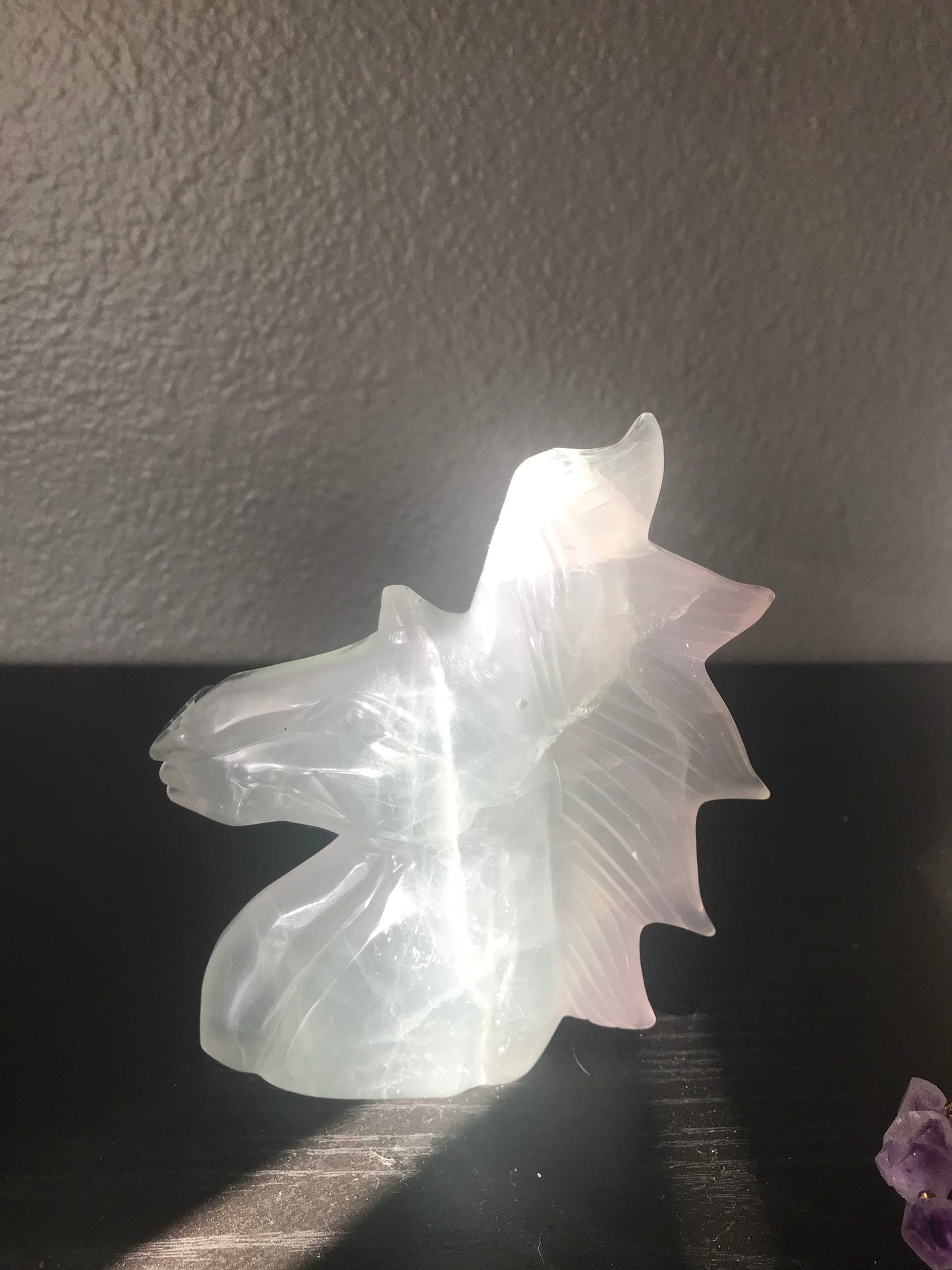 Rainbow Fluorite Unicorn Carving