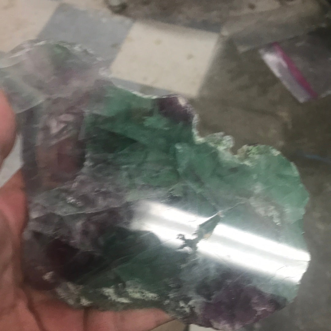 White fluorite slab and bracelet