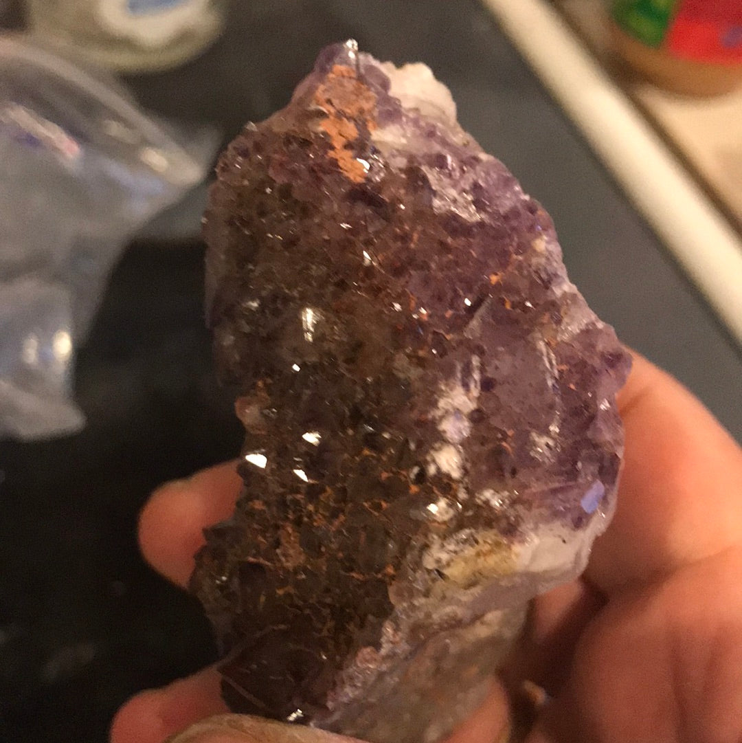 Pink calcite Blue Azurite and thunder bay Amethyst KC