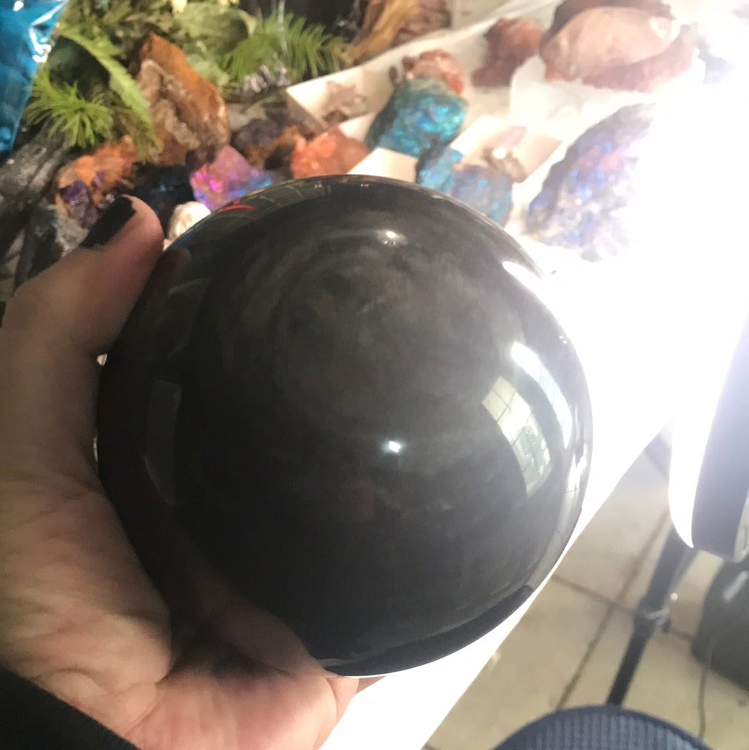 Silver obsidian sphere pure blood