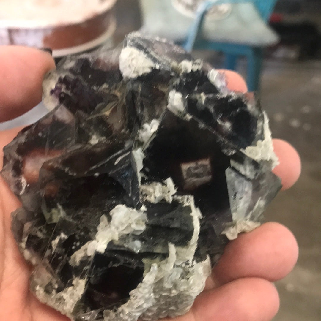 Pink cubic fluorite villanelle