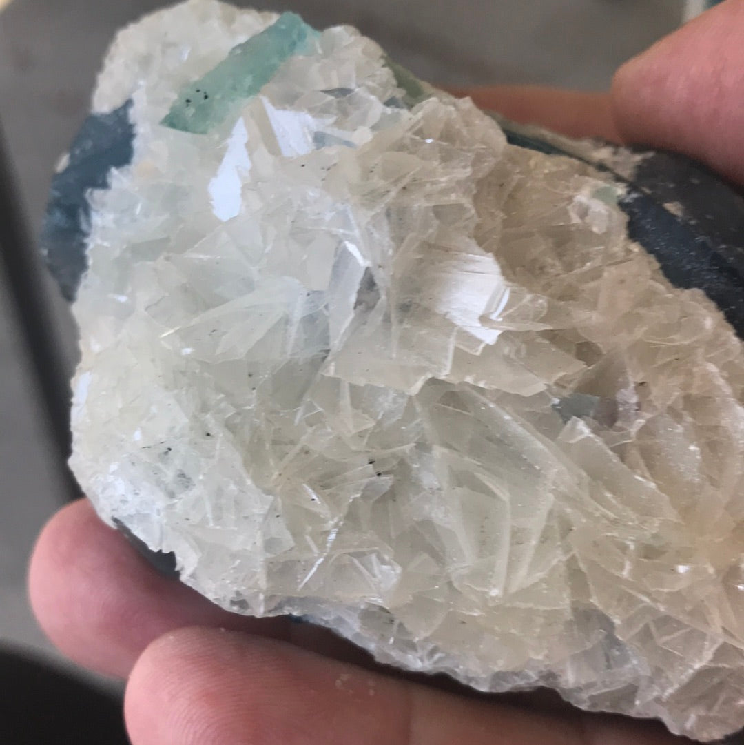 White Aragonite Sarah blue fluorite