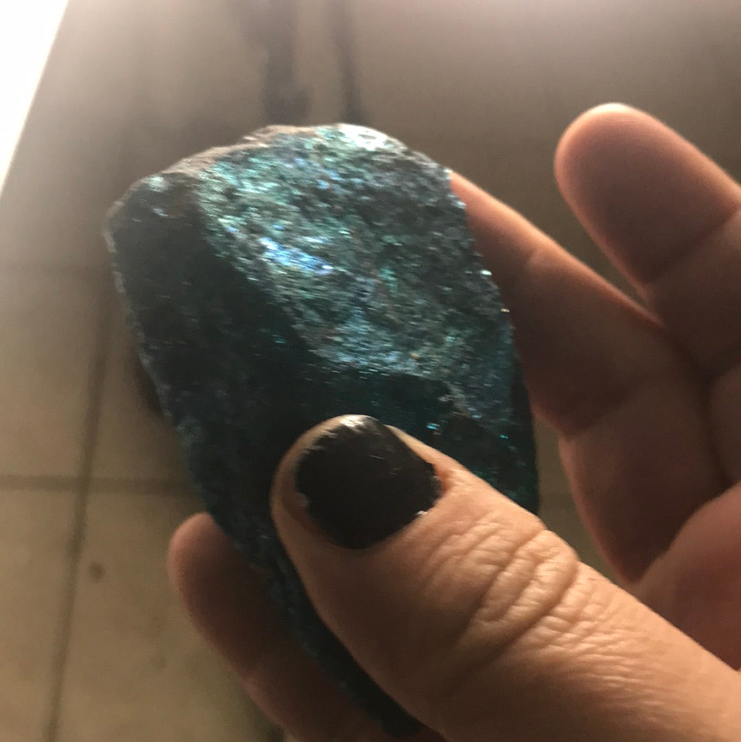 Peacock Ore Melisa candle quartz with fluorite