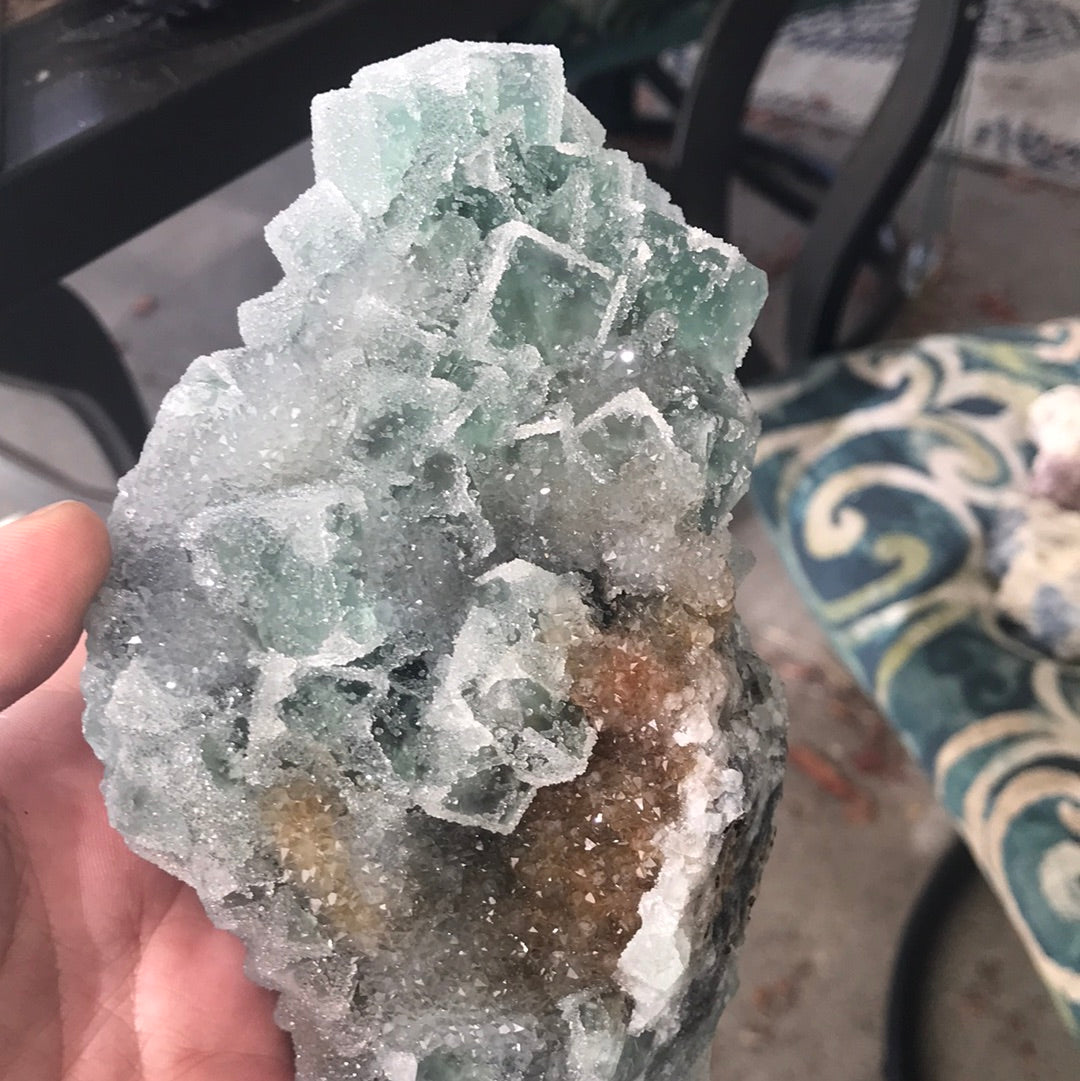 Green sugar fluorite amber