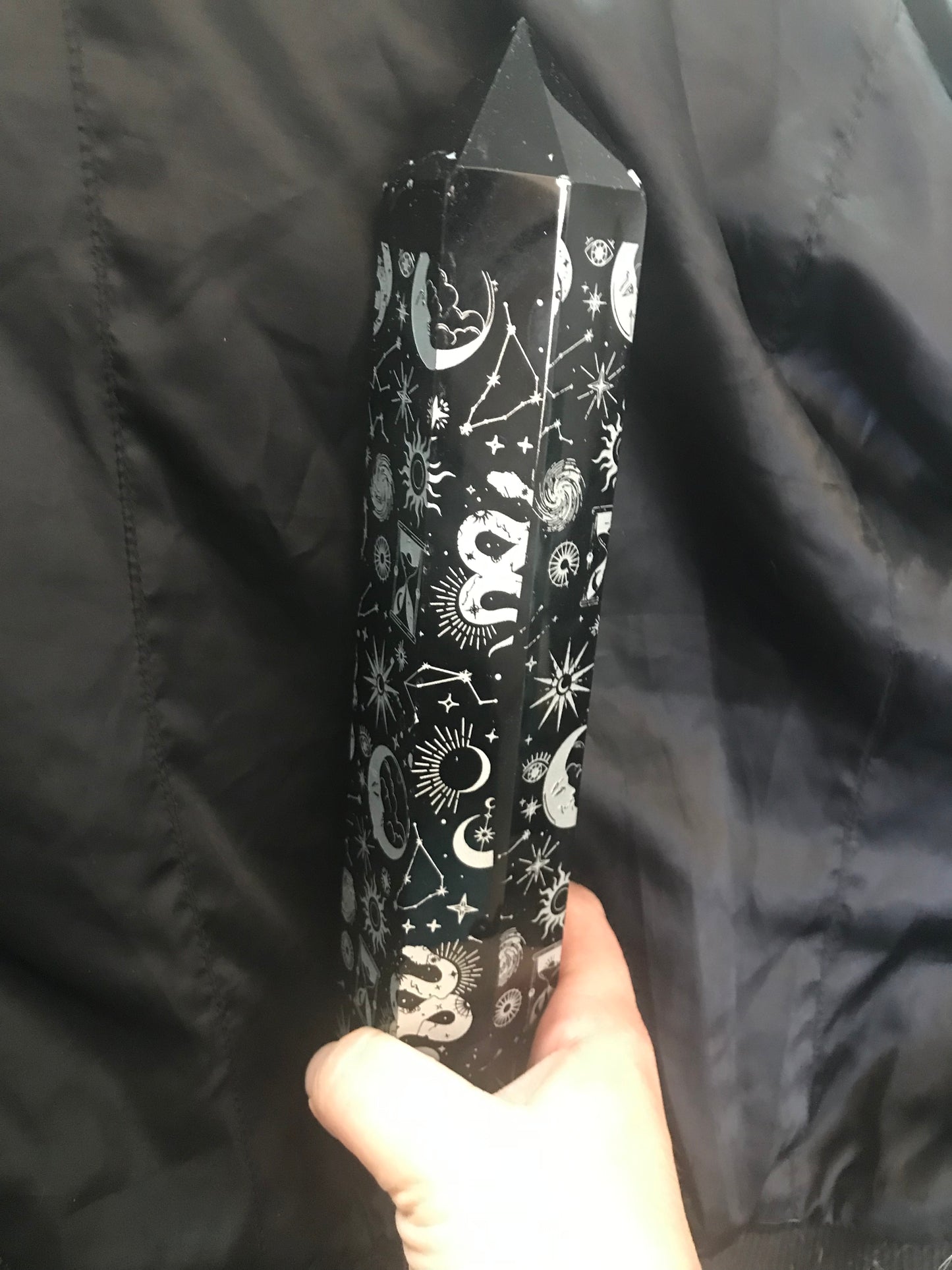 Large Obsidian Tower silver markings