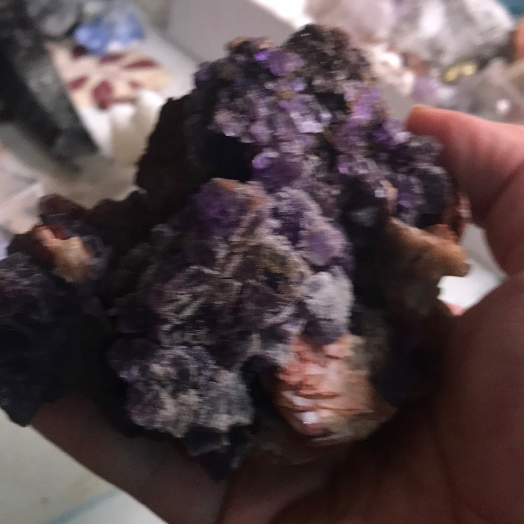 Purple cubic fluorite zandra
