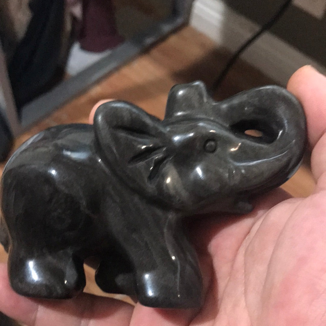 Mario Silver Obsidian Sphere and elephant