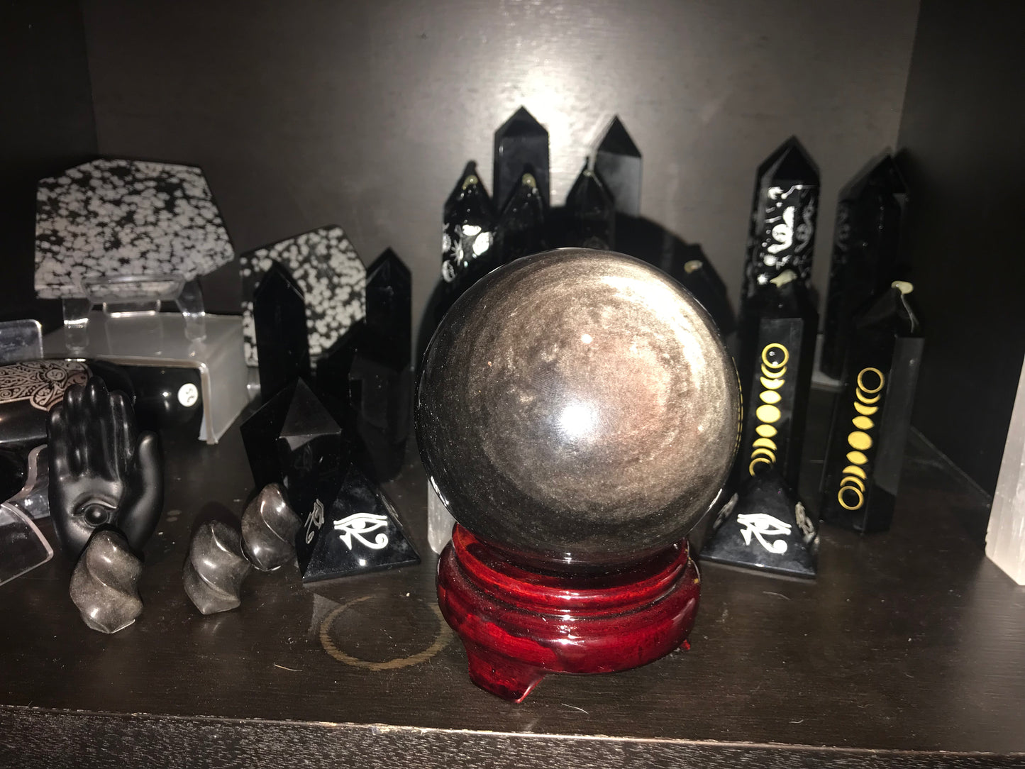 Large Silver Obsidian Sphere
