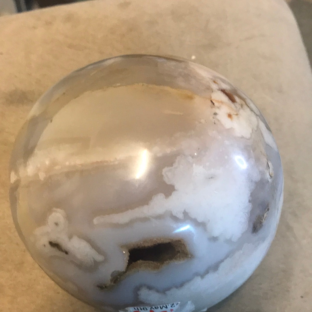 Large flower agate sphere