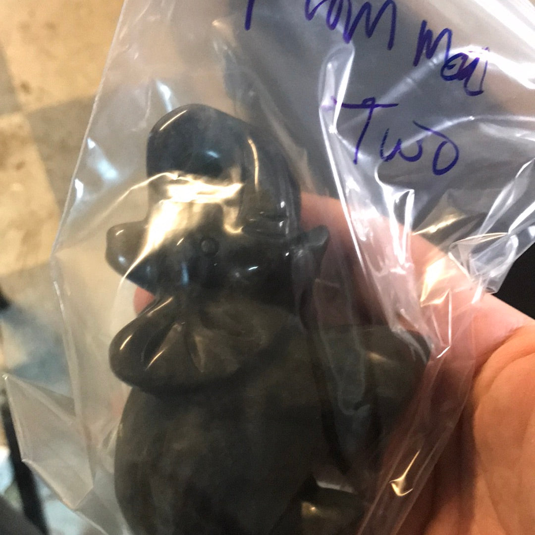 Momma two silver obsidian elephant