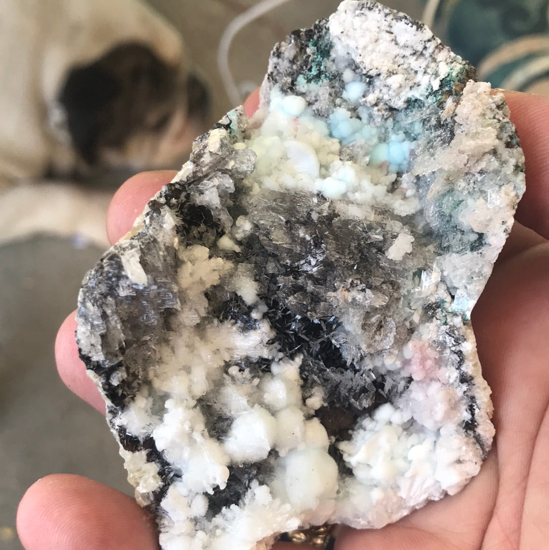 White Aragonite Sarah blue fluorite