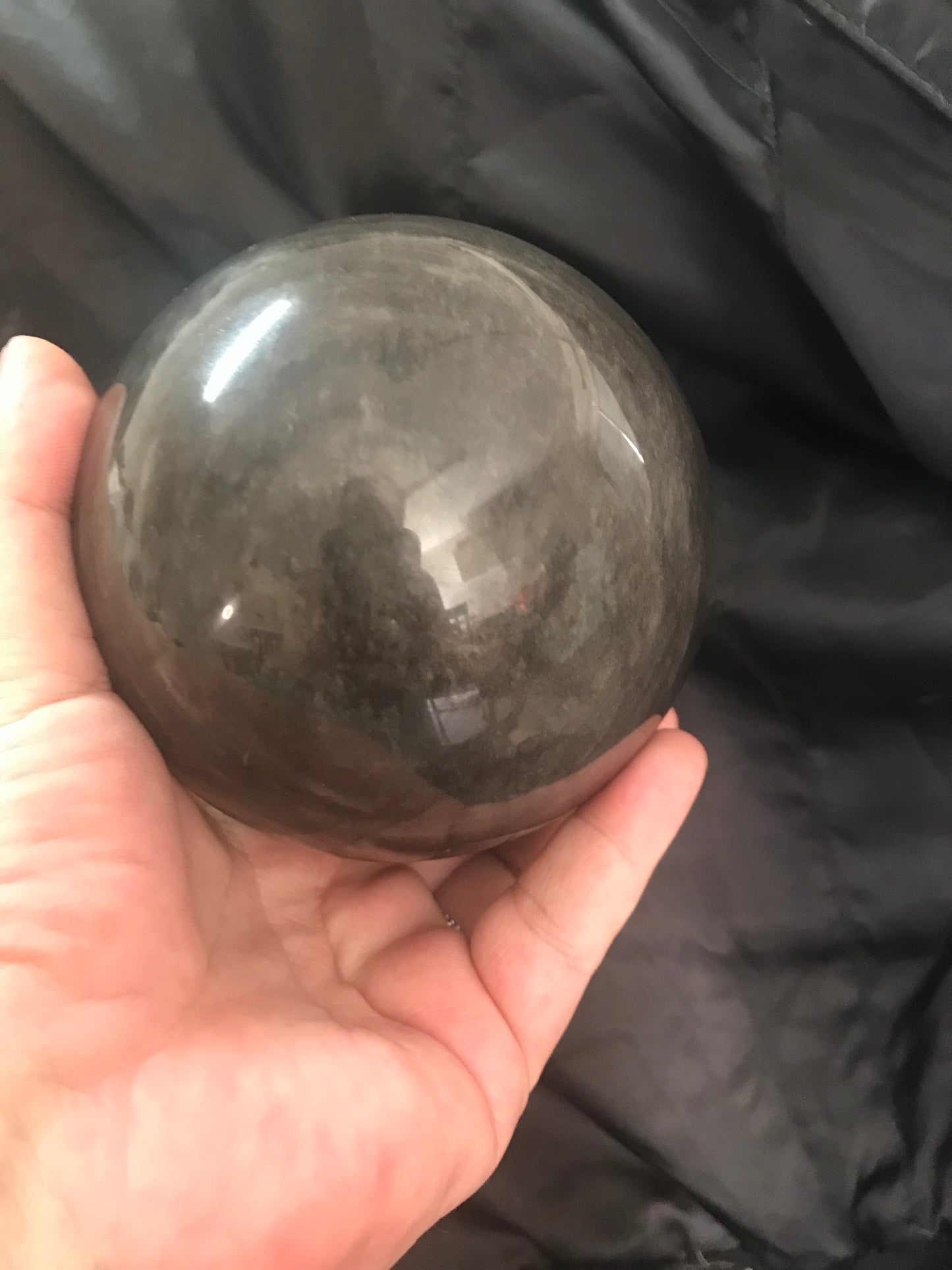 Silver Obsidian Sphere