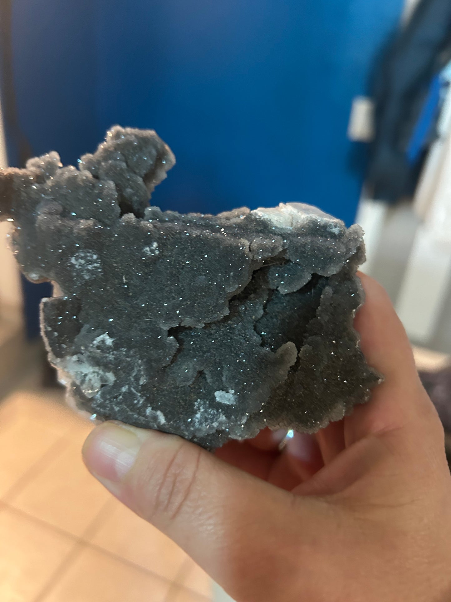 Black Calcite with Columnar Calcite