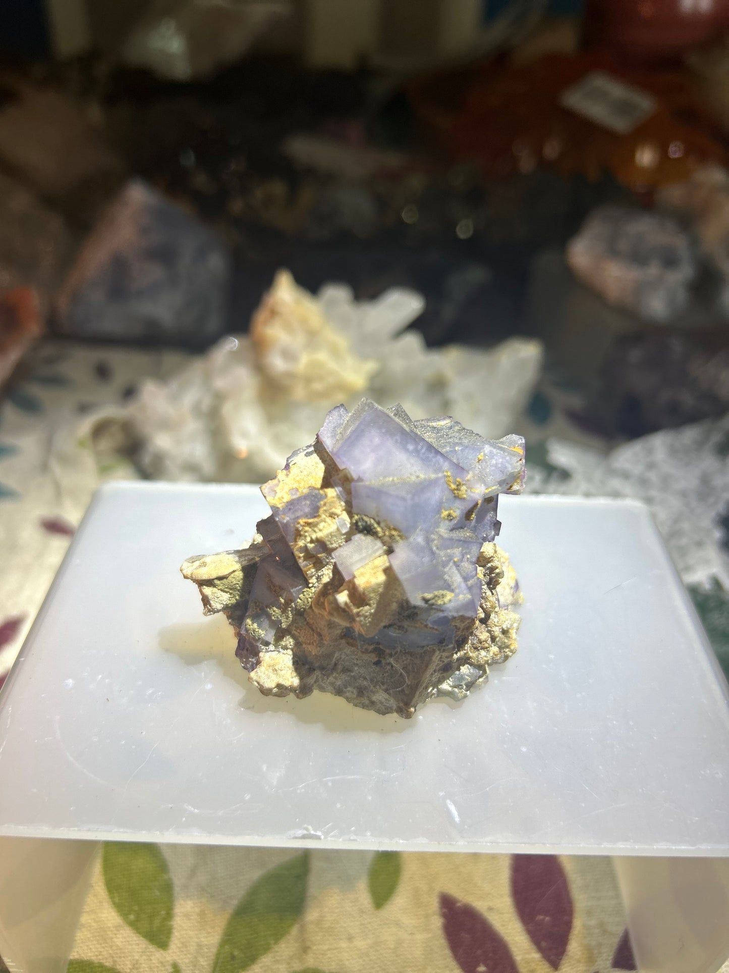 Pair of Cubic Purple Phantom Fluorite Clusters