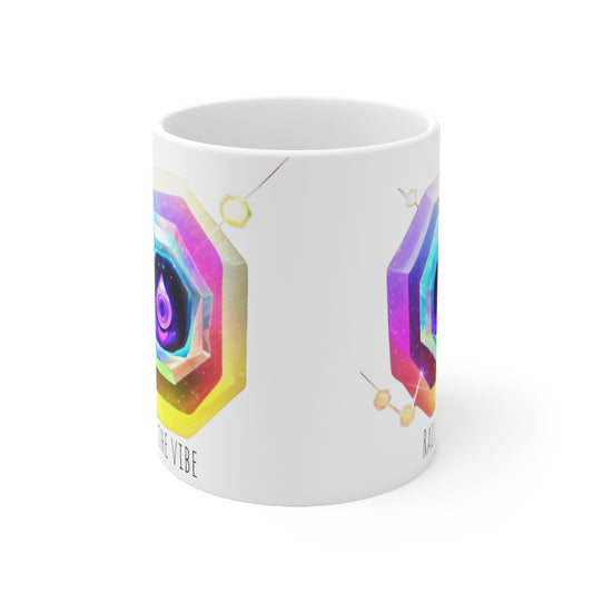 White Ceramic Mug, 11oz Generation Crystal Raise The Vibe