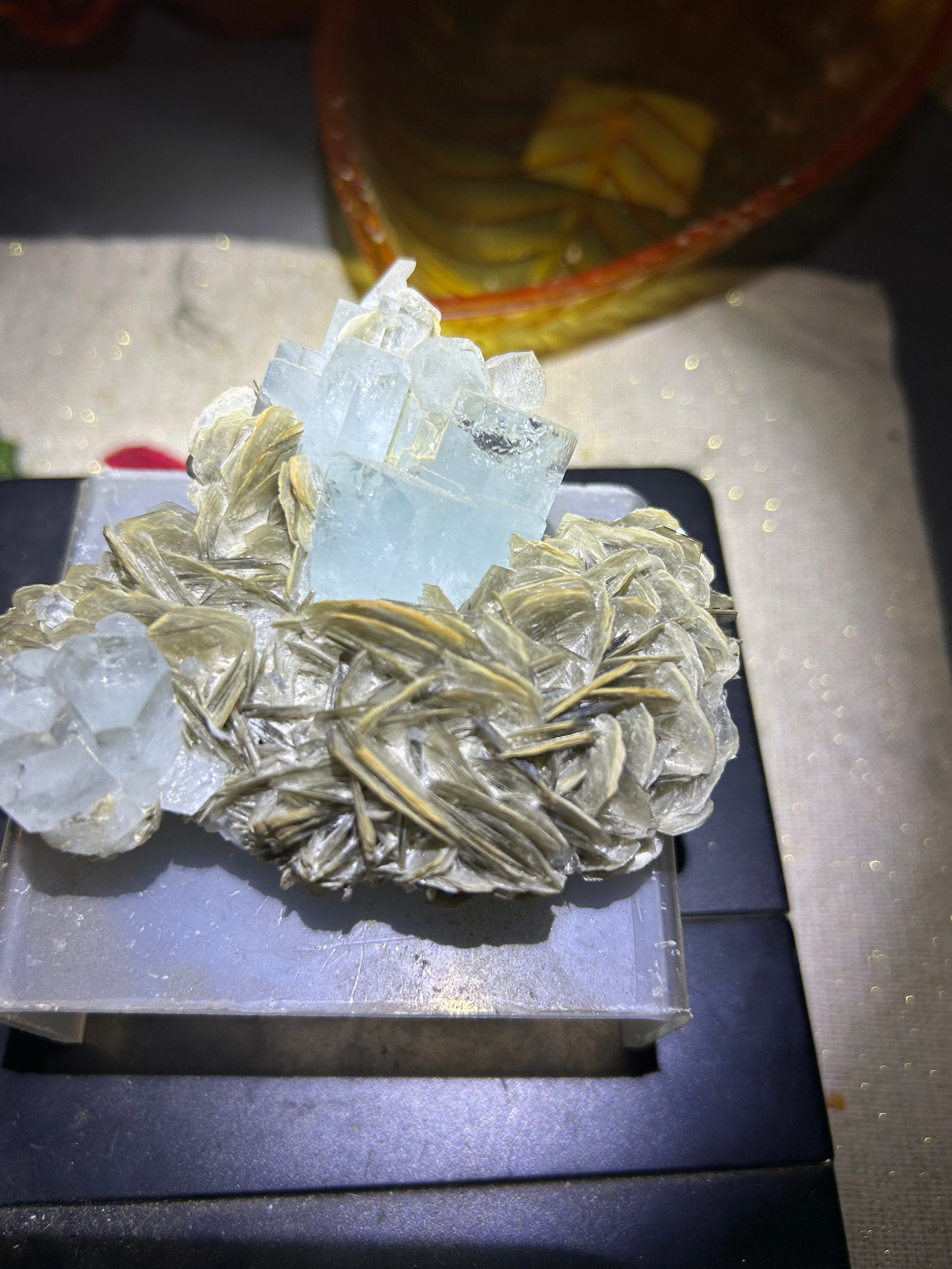 Aquamarine and Mica Cluster