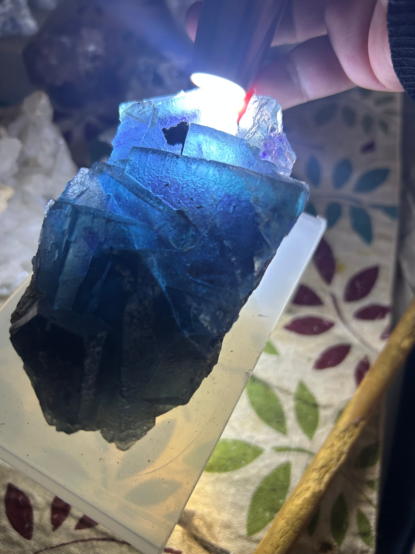 Rare Blue Cubic Fluorite with Purple Phantom