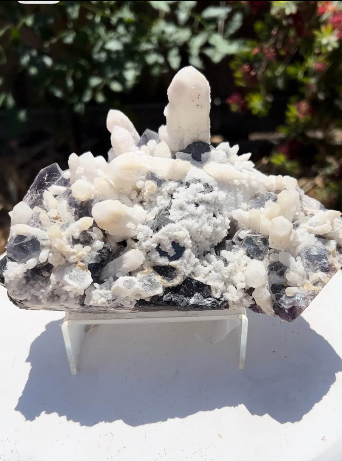 Candle Quartz Cluster with Phantom Fluorite