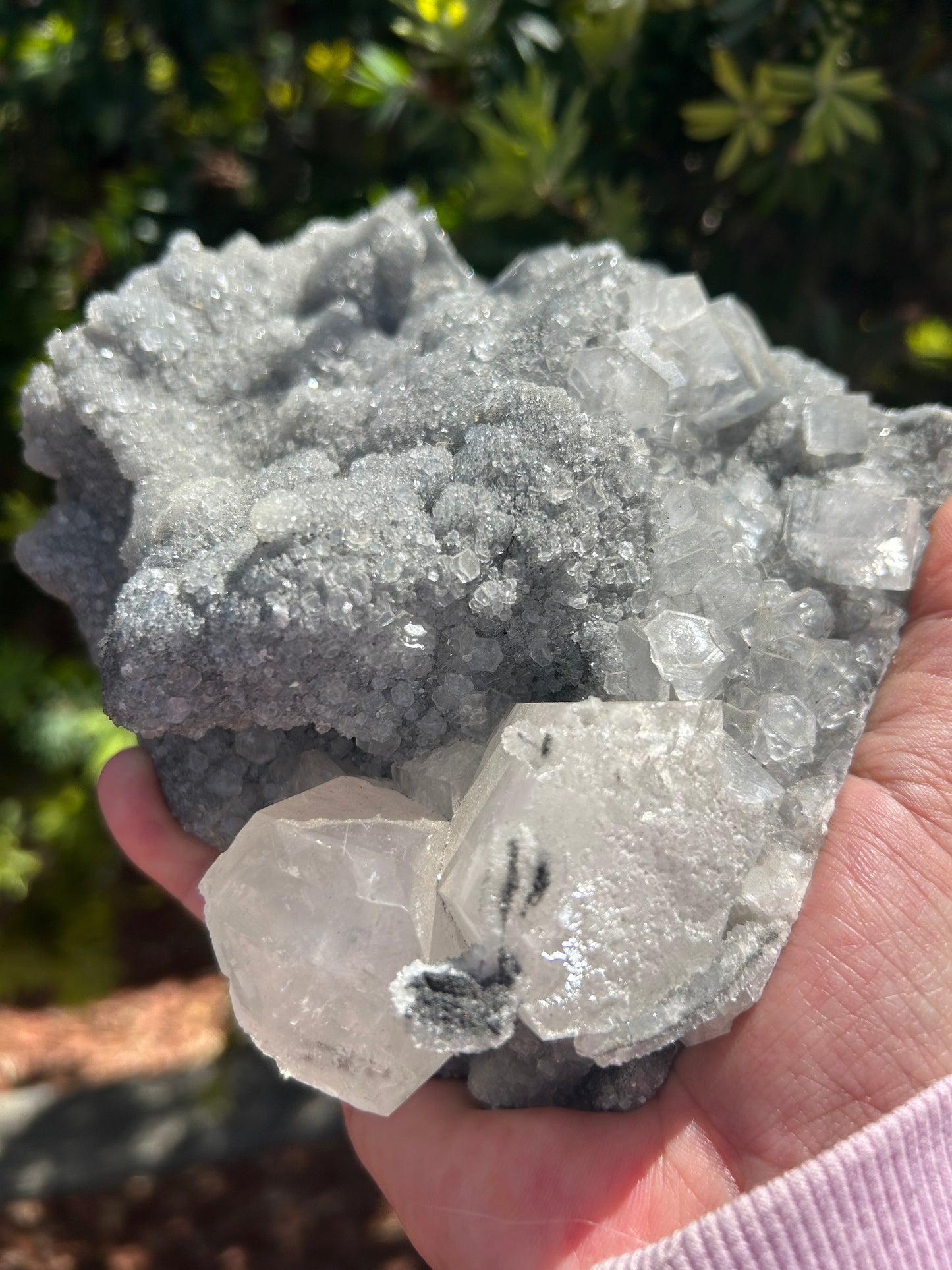 Black Sugar Calcite with Columnar Calcite clusters