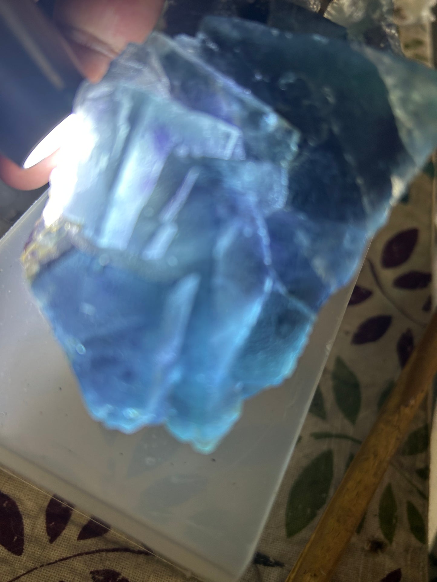 Rare Blue Cubic Fluorite with Purple Phantom