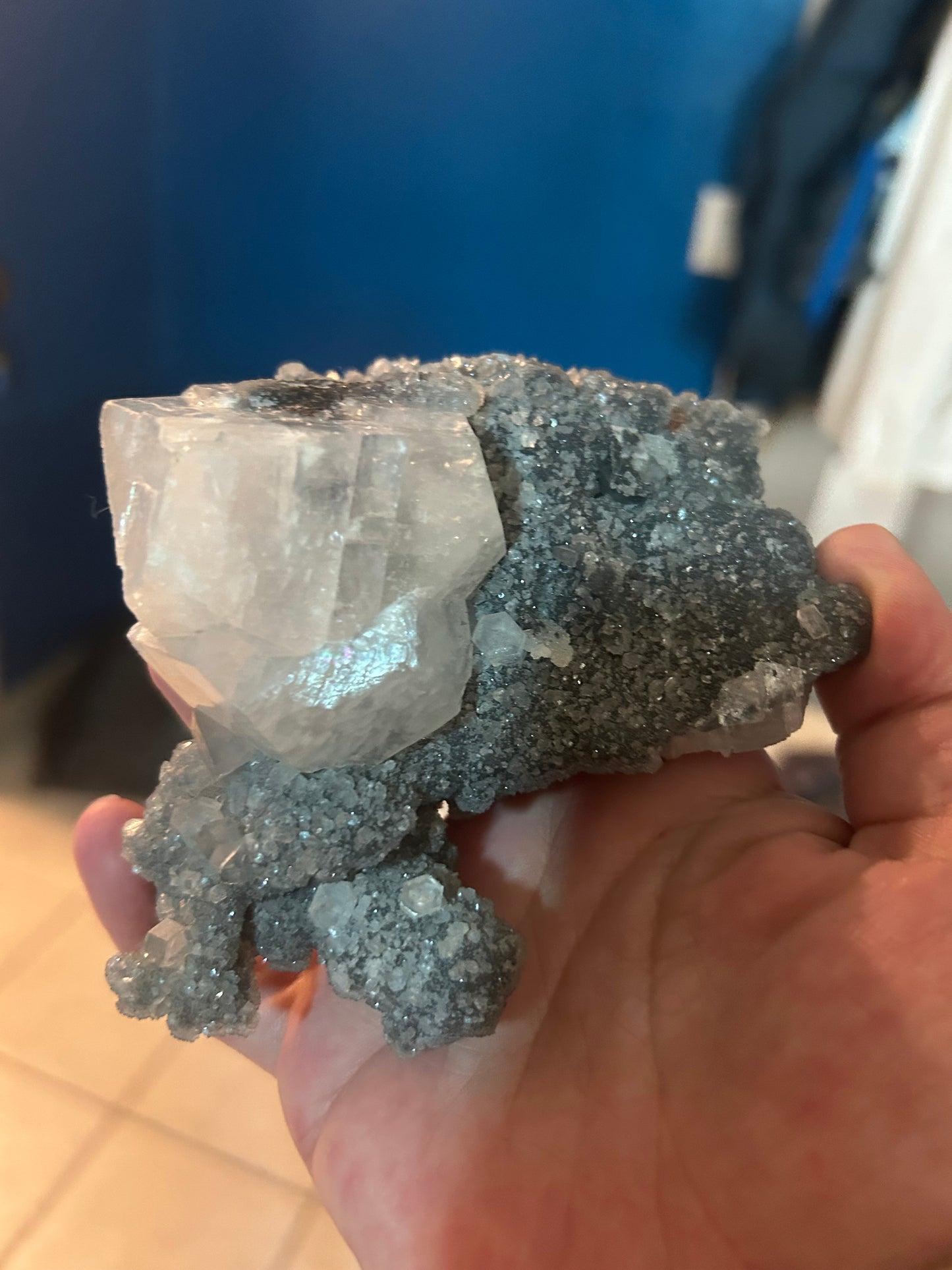 Black Calcite with Columnar Calcite