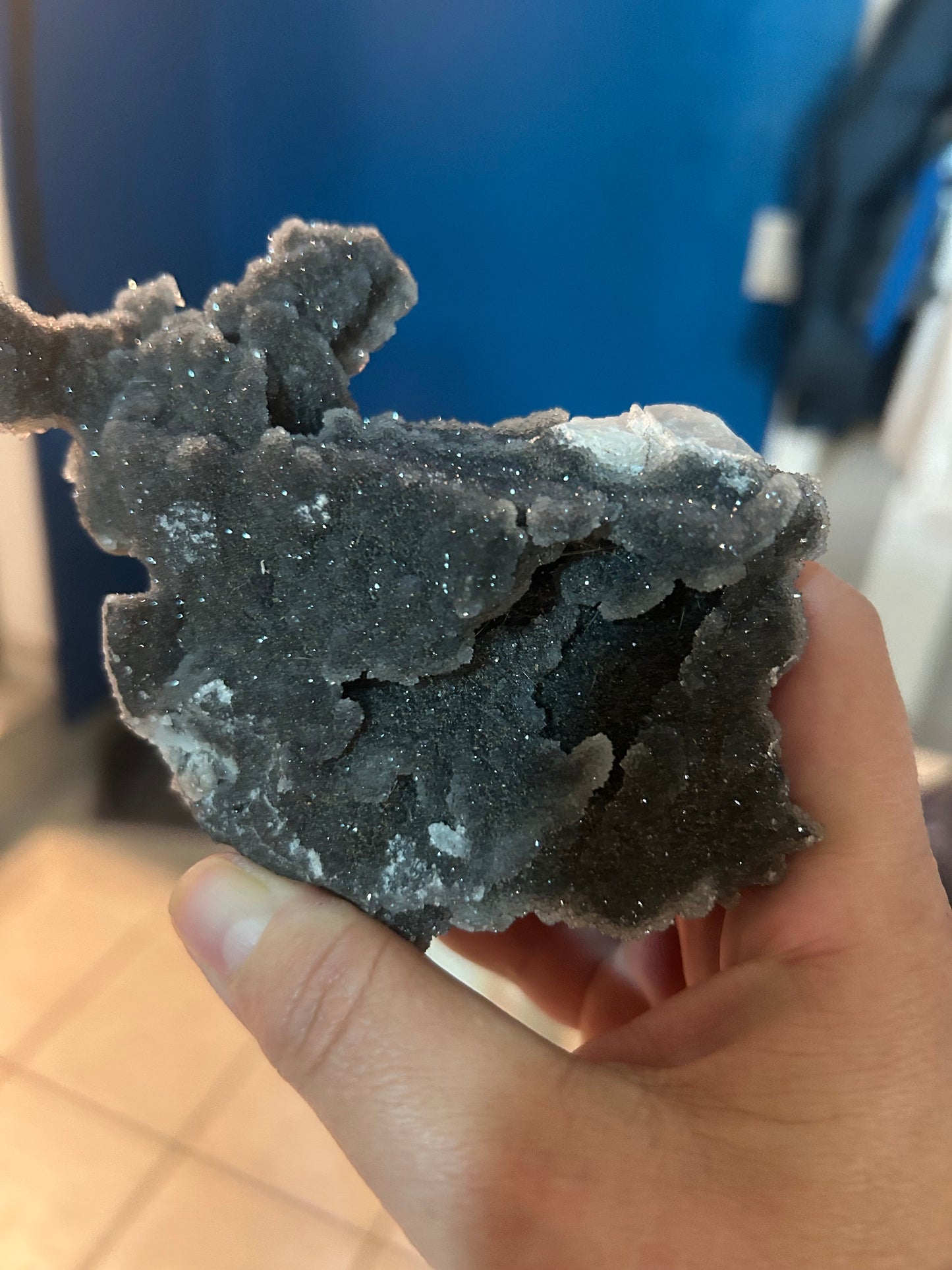 Black Calcite with Columnar Calcite