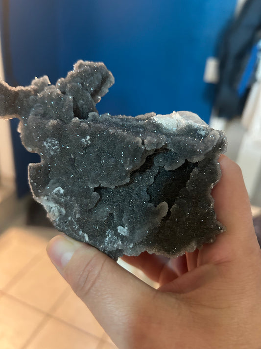 Black Calcite with Columnar Calcite