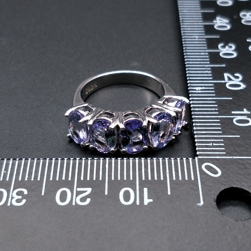 Tanzanite ring natural gemstone oval 5*7mm in 925 sterling silver simple design shiny precious stone jewelry for wife daily wear