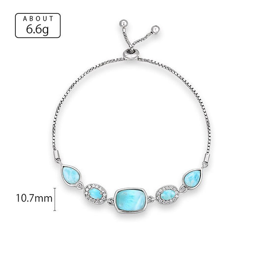 Jewelry Charm 925 Sterling Silver Larimar Woman Bangle New 2021 Wholesale Fashion For Party TRENDY Oval Triangle Bracelet Gift