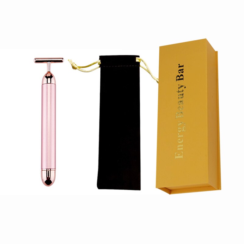 T Shape Face Lift Roller 24k Gold Energy Beauty Bar Face Slimming Vibration Massager Anti-wrinkle Skin Tightening Wrinkle Stick