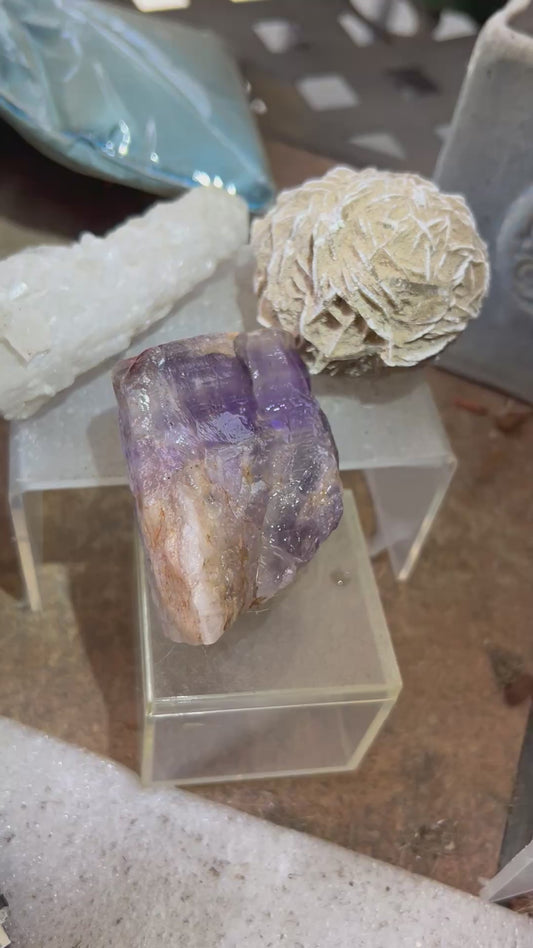 Mineral Bundle Thunderbay Amethyst, Candle Quartz and desert rose selenite