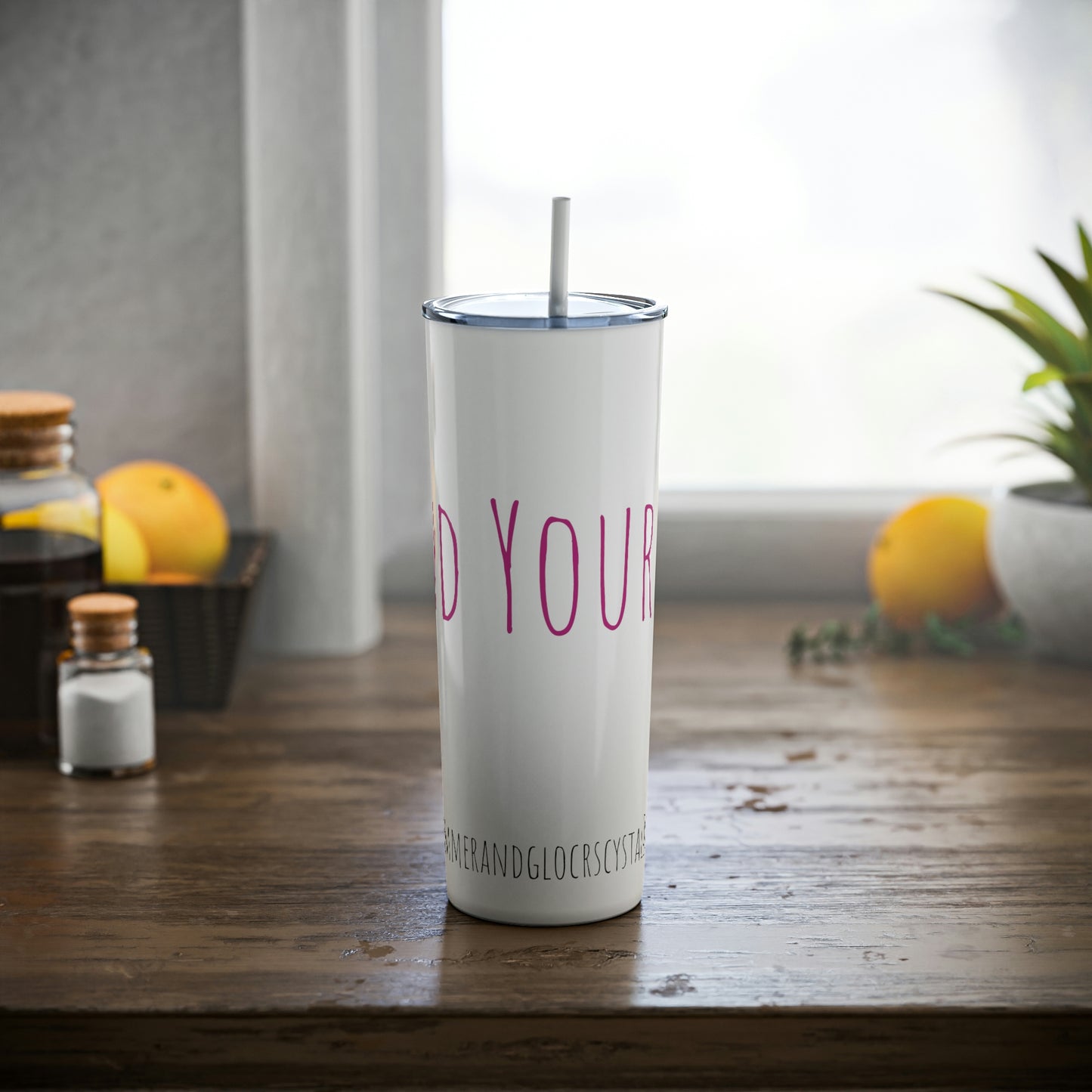 Skinny Steel Tumbler with Straw, 20oz