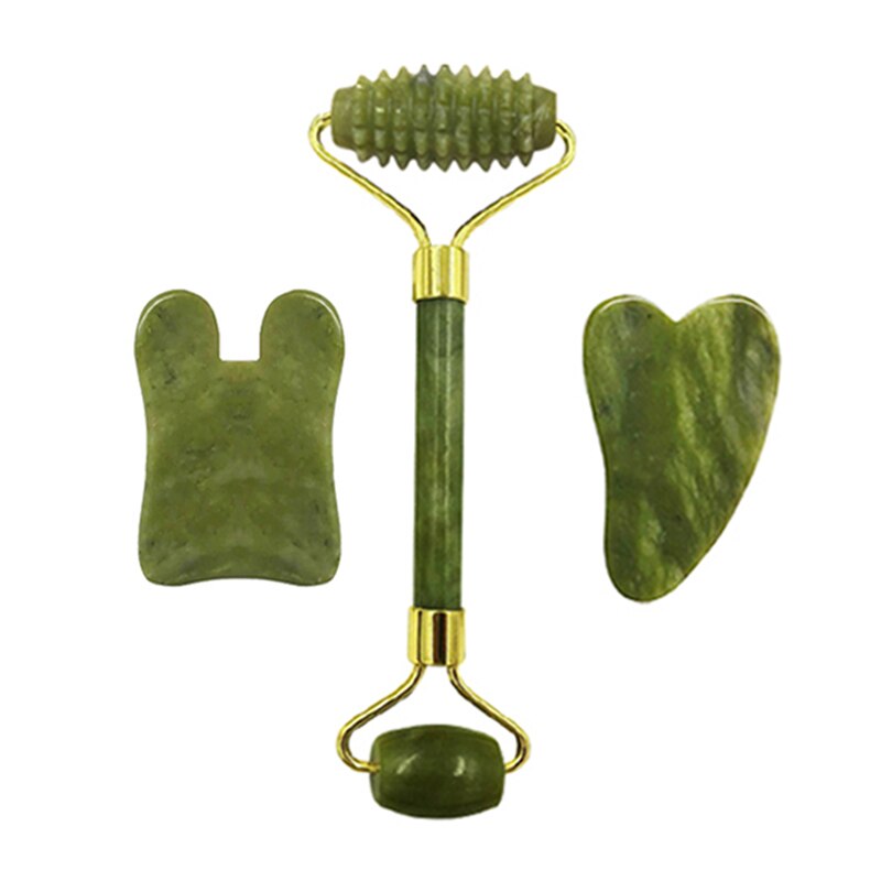 New Natural Jade Roller Gouache Scraper For Face Roller Guasha Massage Facial Massager Eye Sleeping Mask Anti Wrinkle Beauty Set