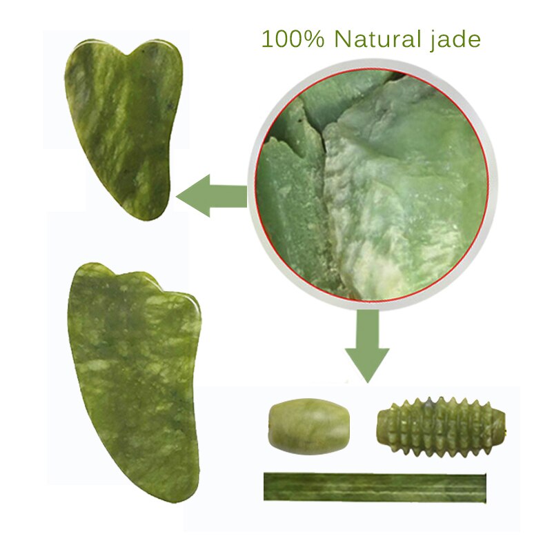 New Natural Jade Roller Gouache Scraper For Face Roller Guasha Massage Facial Massager Eye Sleeping Mask Anti Wrinkle Beauty Set