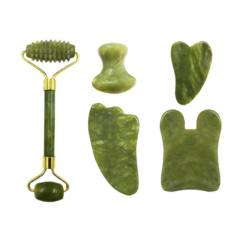 New Natural Jade Roller Gouache Scraper For Face Roller Guasha Massage Facial Massager Eye Sleeping Mask Anti Wrinkle Beauty Set