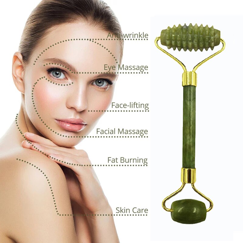 New Natural Jade Roller Gouache Scraper For Face Roller Guasha Massage Facial Massager Eye Sleeping Mask Anti Wrinkle Beauty Set