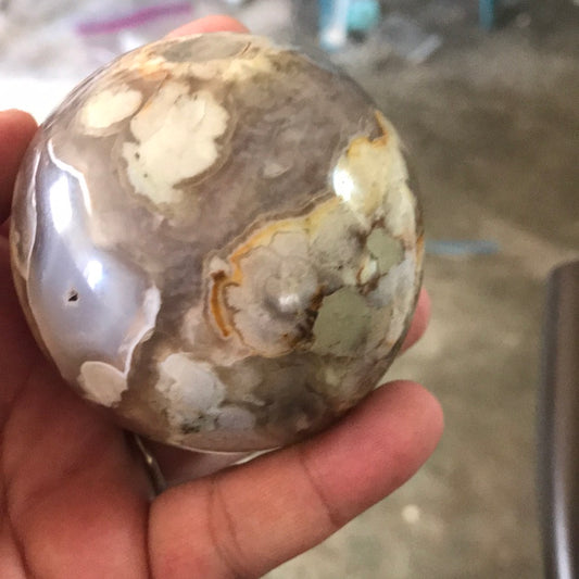 Flower agate sphere Debbie