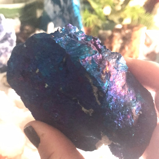 Peacock Ore Melisa candle quartz with fluorite