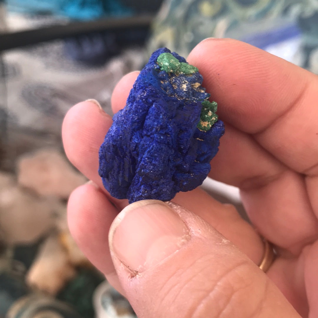 Blue Azurite Daphne and Diamond calcite