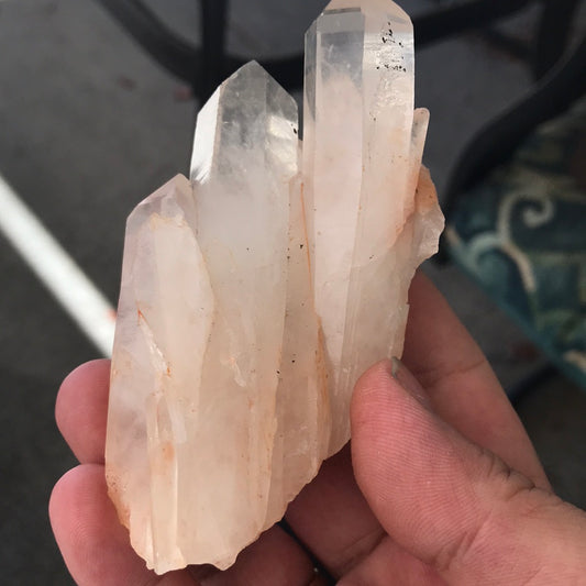 Pink Madagascar quartz purple side fluorite perribear
