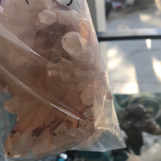 Pink Madagascar quartz and pink pagoda calcite rebecca