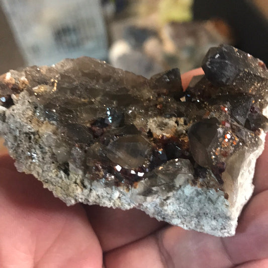 Smokey quartz and garnet Mario