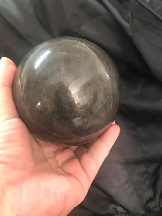Silver Obsidian Sphere