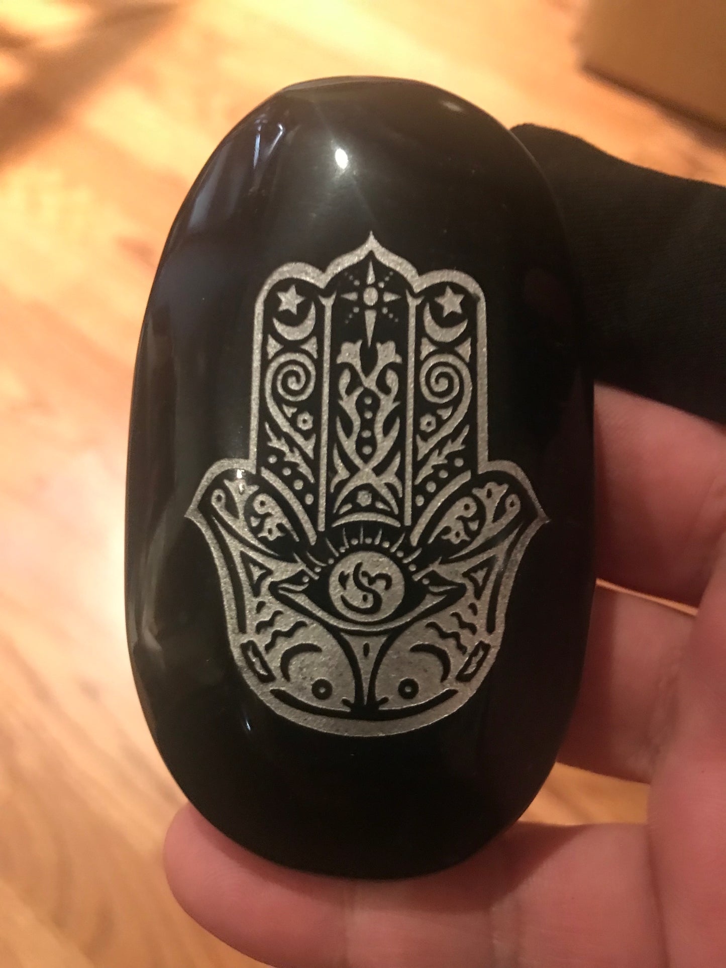 Black Obsidian Palm Stone